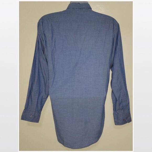 Men Shirt Light Blue Button Down Size 17 34/35 - Picture 8 of 11